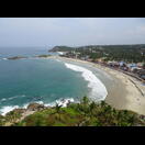 Blick vom Leuchtturm auf Kovalam Beach